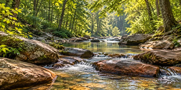 Illustrative creek landscape inspired by Lithia Springs, Georgia